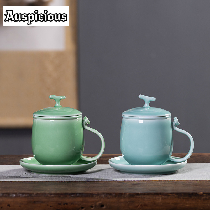 Celadon Ceramic Cup - 400Ml Azure Longquan Celadon Filter Teh