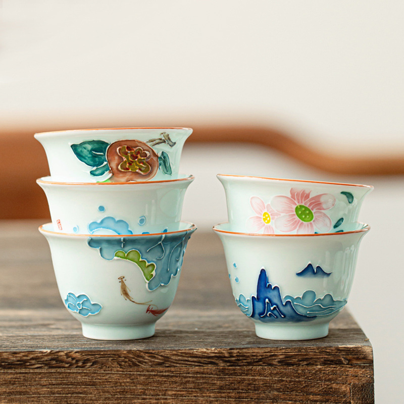 Cangkir teh Kung Fu lukisan ta - Celadon Ceramic Cup ulasan dan harga